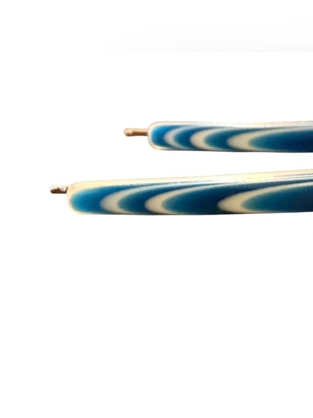 1970’s Vintage Blue and White Thick Plastic Bobby Pins, Retro Design